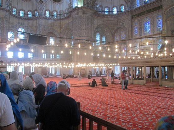 Inside Sultan Ahmet ("Blue Mosque")